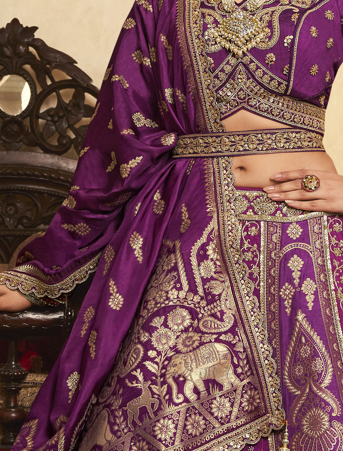 Banasari Silk With Hevay Embroidery Sequince Work Ethnic Lehenga Choli