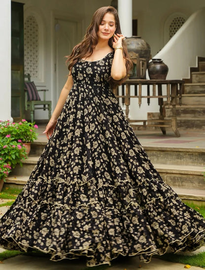 Black Heavy Georgette Anarkali Party Wear Gown