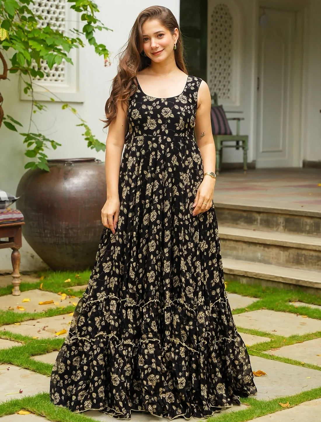 Black Heavy Georgette Anarkali Party Wear Gown