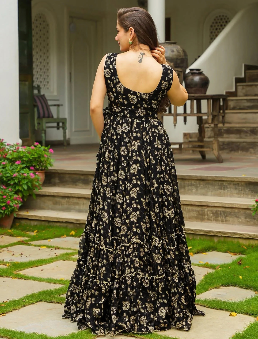 Black Heavy Georgette Anarkali Party Wear Gown