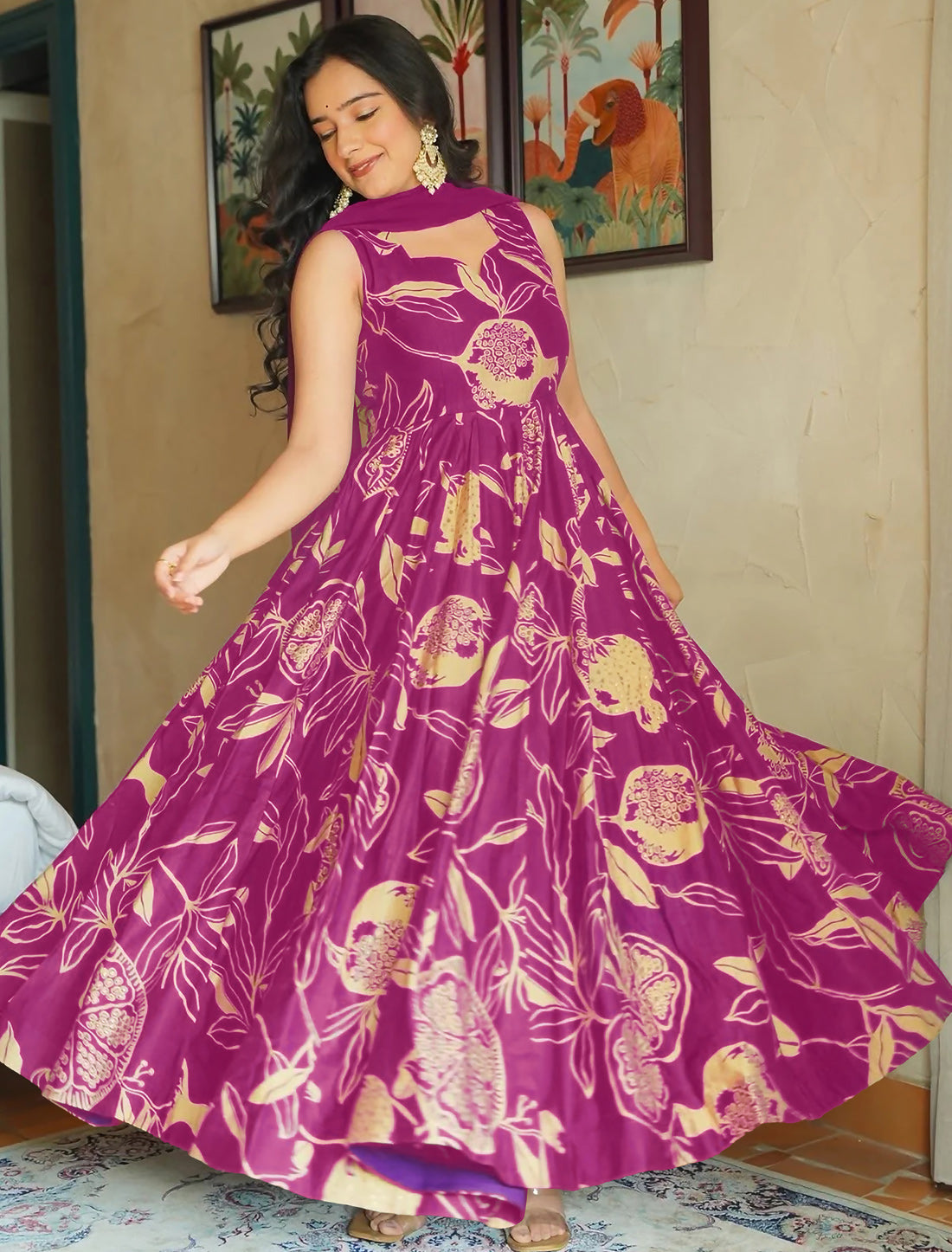 Wine Heavy Rayon Anarkali Party Wear Gown