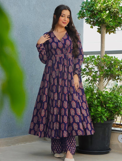 Lavender Rayon Heavy Digital Print Kurta Set With Palazzo