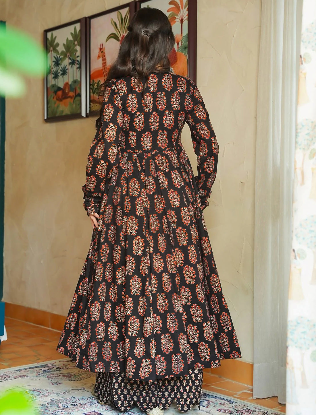 Brown Rayon Kurta Set With Heavy Digital Print Palazzo.