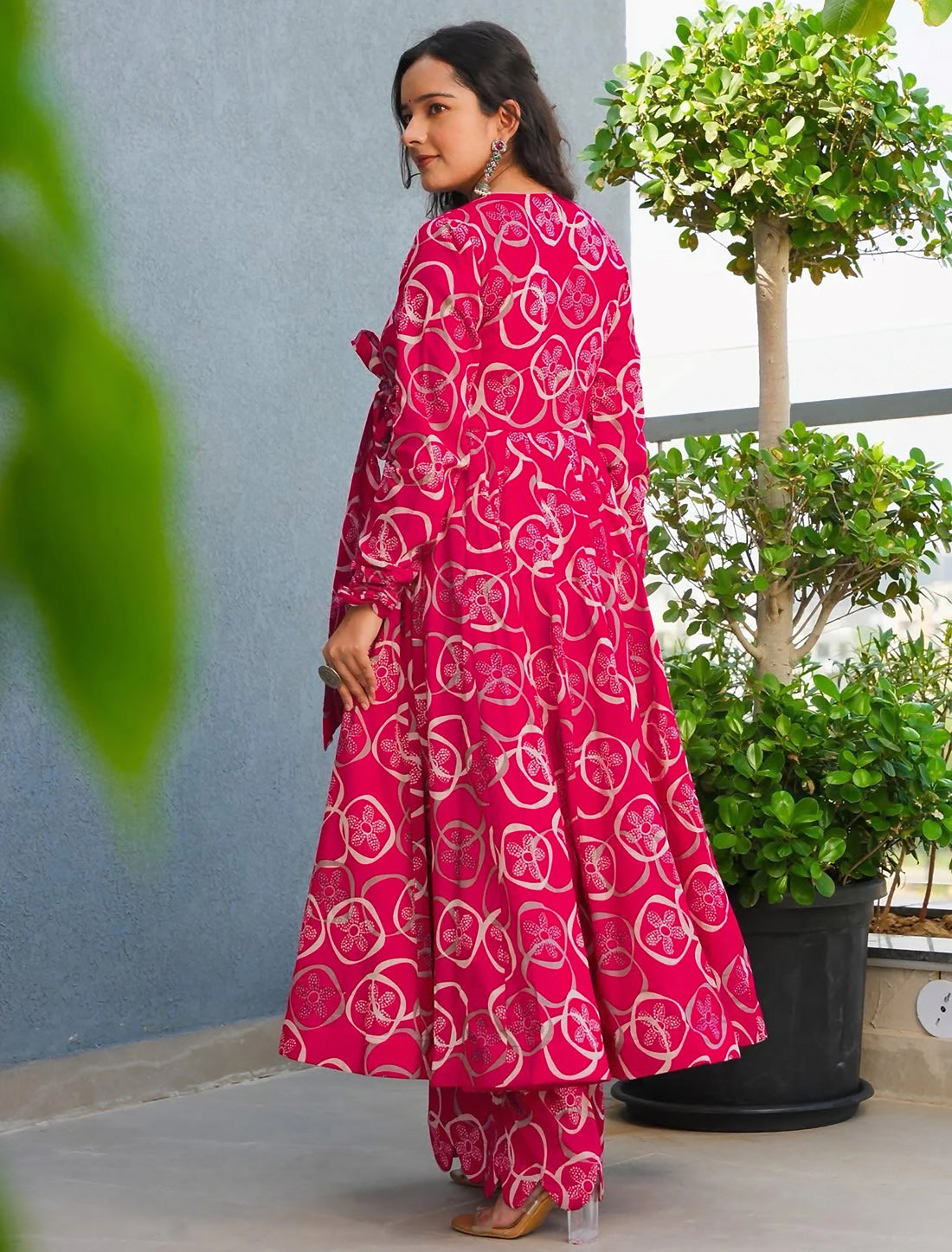 Pink Rayon Kurta Set With Heavy Digital Print Palazzo
