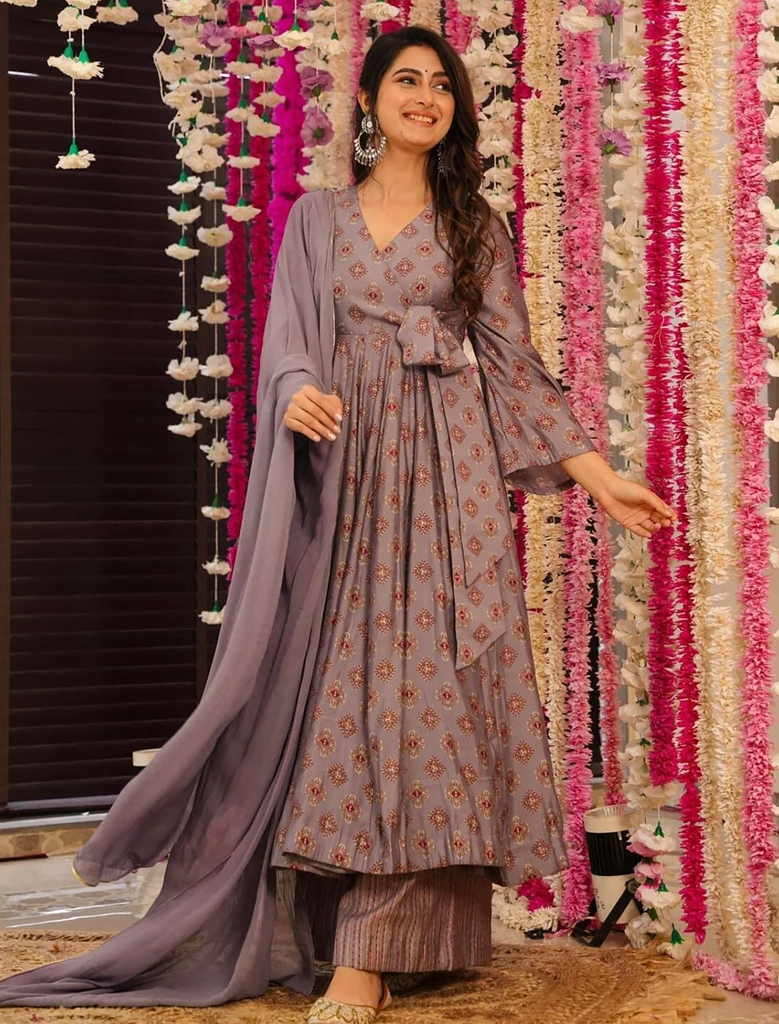 Lavender Georgette Kurta Set With Heavy Digital Print