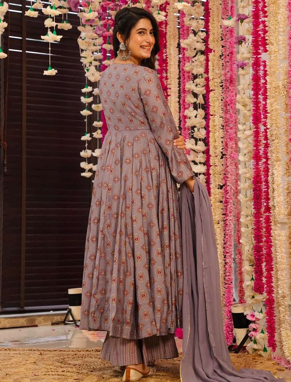 Lavender Georgette Kurta Set With Heavy Digital Print