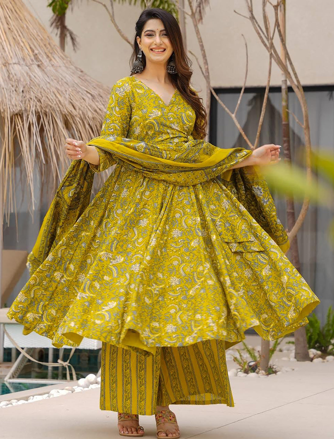 Yellow Muslin Kurta Set With Heavy Digital Print