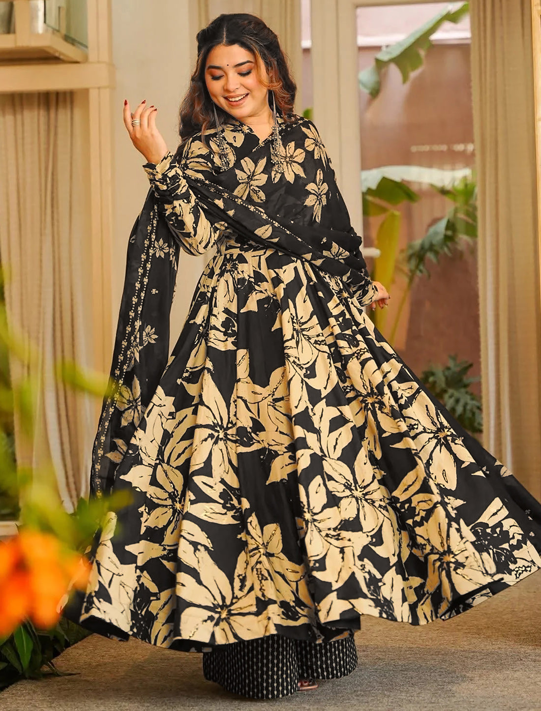 Black Muslin Heavy Digital Printed Kurta Set