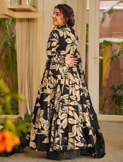 Black Muslin Heavy Digital Printed Kurta Set