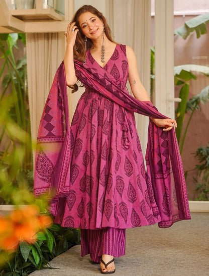 Wine Muslin Heavy Digital Printed Kurta Set