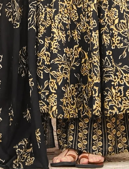 Black Muslin Women Heavy Digital Print Kurta Sets