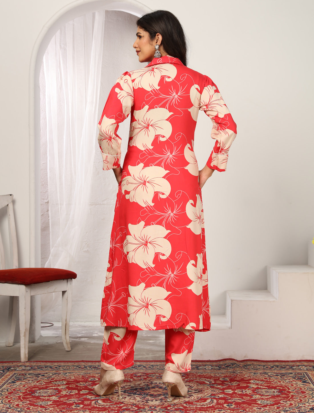 Red Ethnic Premium Rayon Kurta Sets For Women