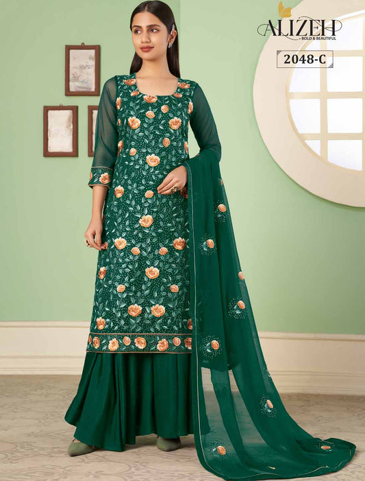 Luxurious Ethnic Designer Georgette Embroidey Women Salwar Kameez