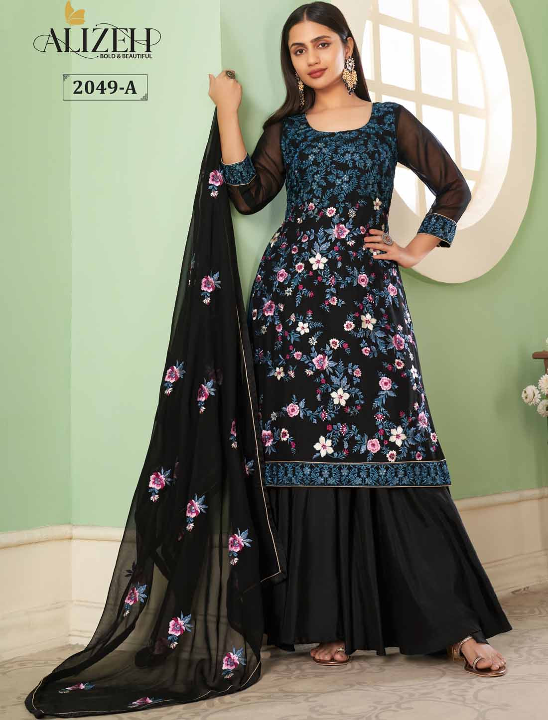 Multi Stylish Georgtte Ethnic Designer Women Salwar Kameez