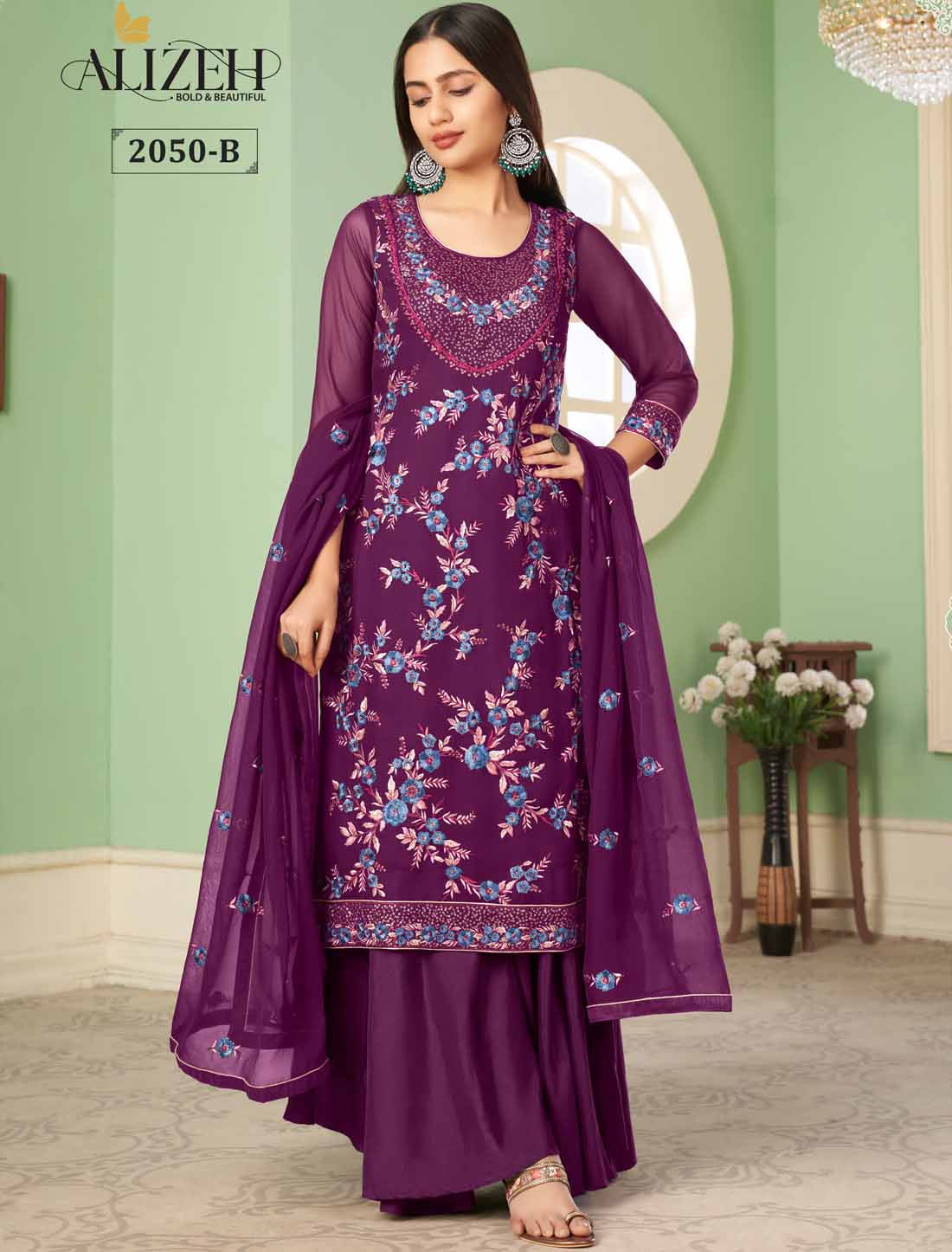 Georgette Designer Embroidery Ethnic Women Salwar Kameez