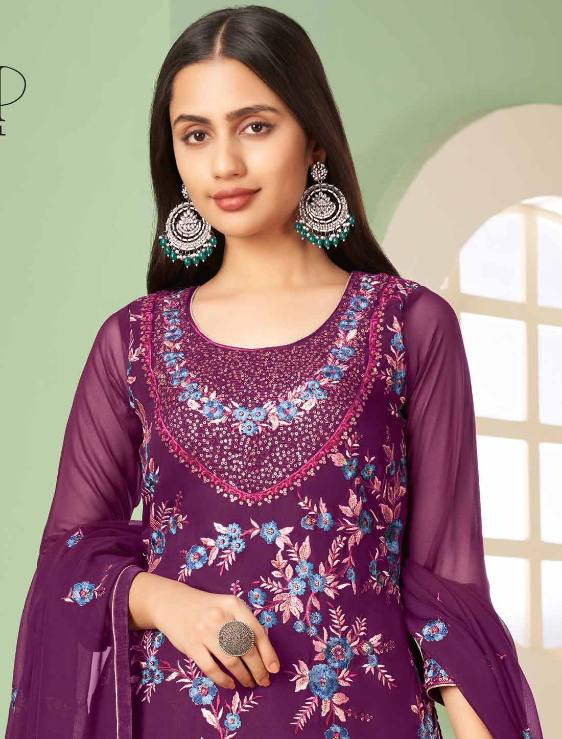 Georgette Designer Embroidery Ethnic Women Salwar Kameez