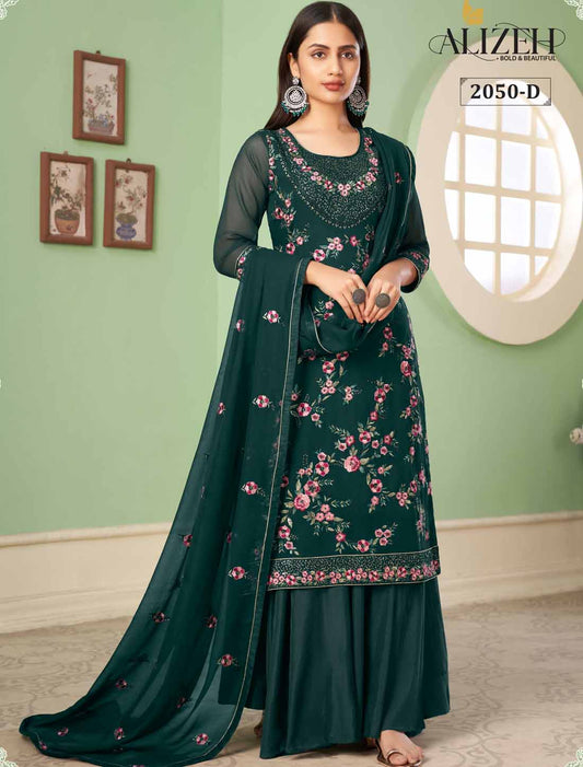 New Stylish Georgette Embroidery Ethnic Designer Salwar Kameez