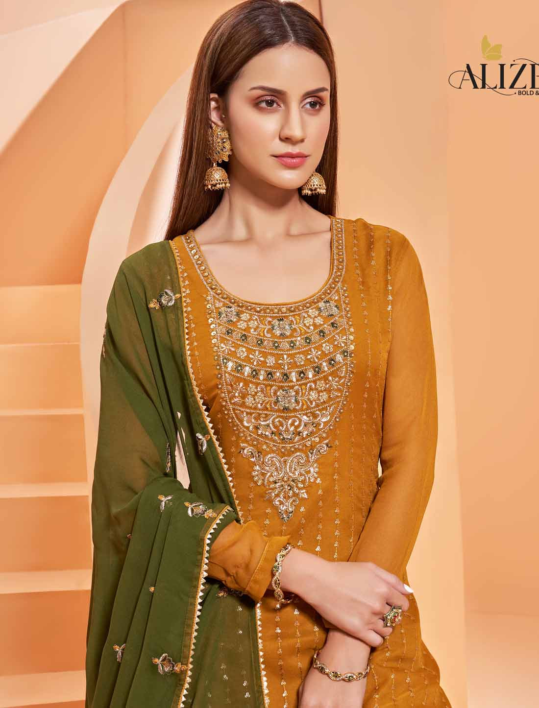 Ethnic Wear Georgette Indain Style Embroidery Women Top & Sharara Sets