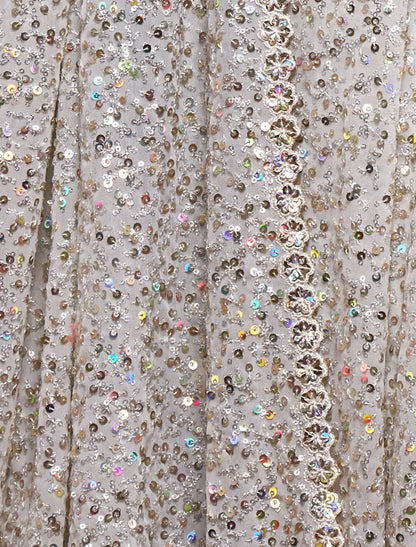 Starry White Nights Georgette With Thread and Multiple Sequins Embroidery Party Saree