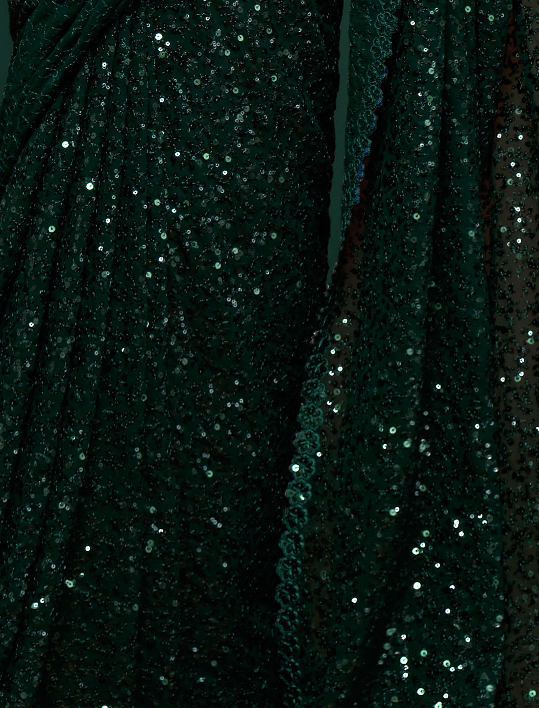 Sway with Style Green Georgette With Thread and Multiple Sequins Embroidery Partywear Saree