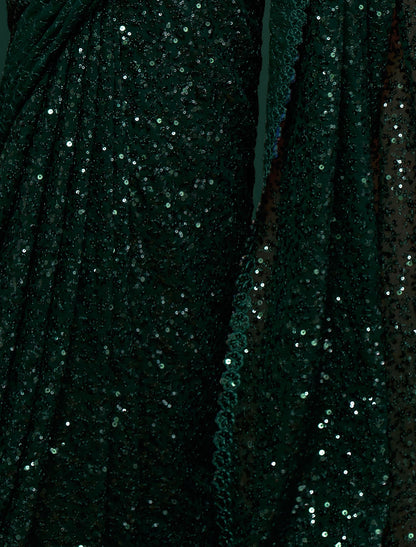 Sway with Style Green Georgette With Thread and Multiple Sequins Embroidery Partywear Saree