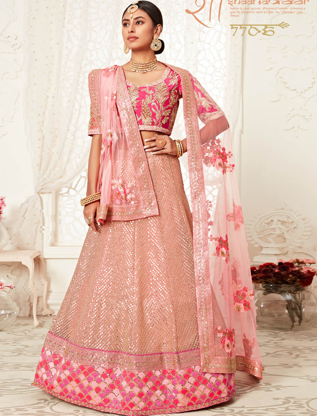 Pink Soft Silk Semi Stitched Wedding Lehenga Choli Timeless Elegance For Women