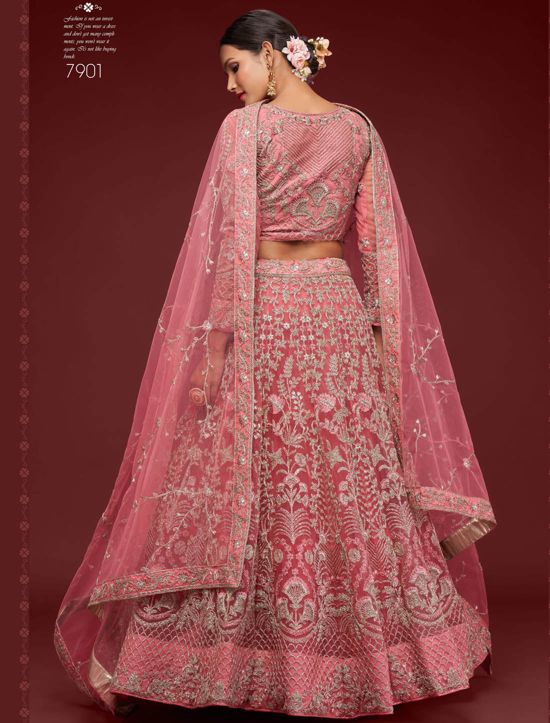 Fantasy Rose Ethnic Women Lehenga Choli For Wedding With Soft Net & Glitter Dori Embroidery Work