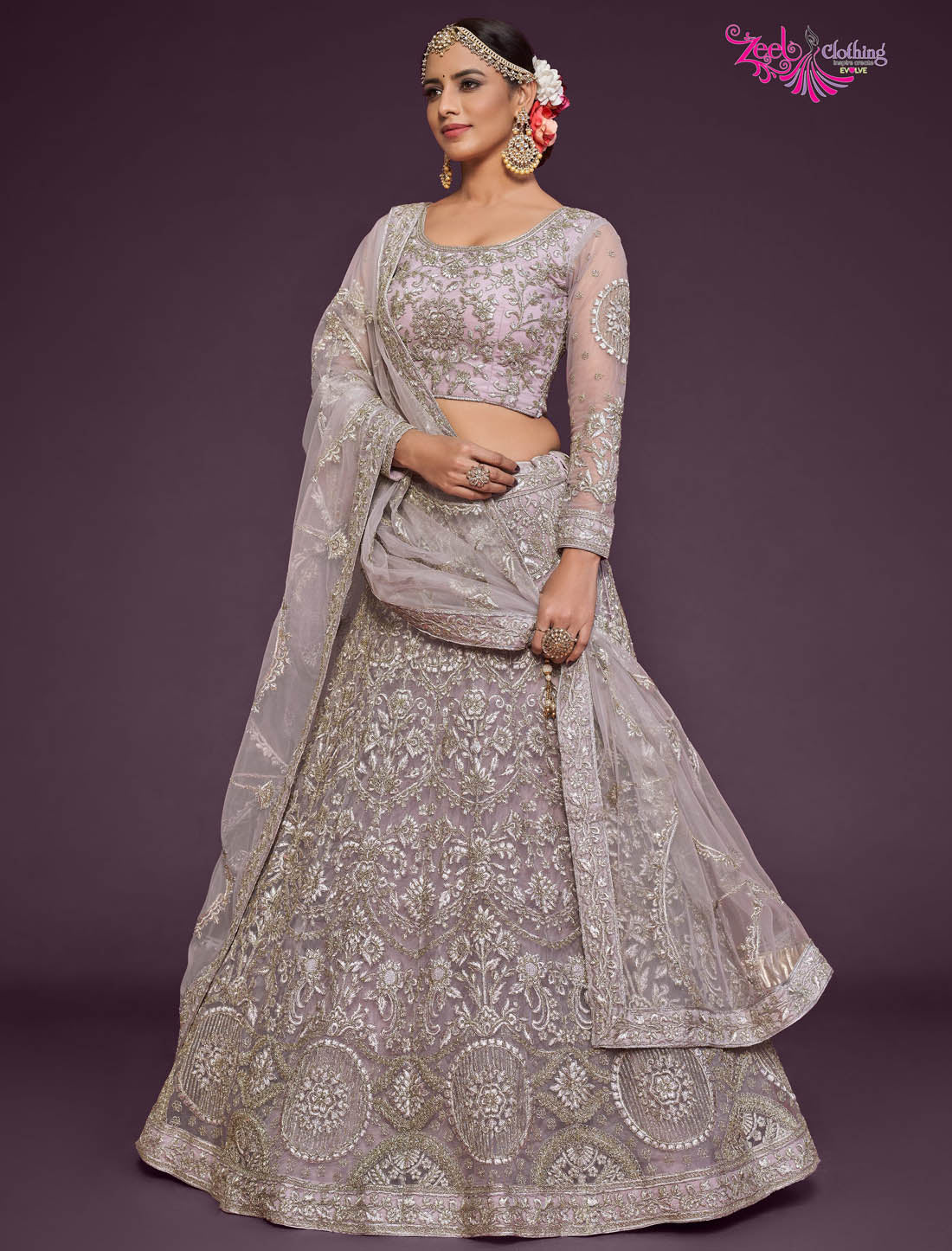 Dusky Orchid Ethnic Wedding Semi Stitched Lehenga Choli For Women With Luxurious Design