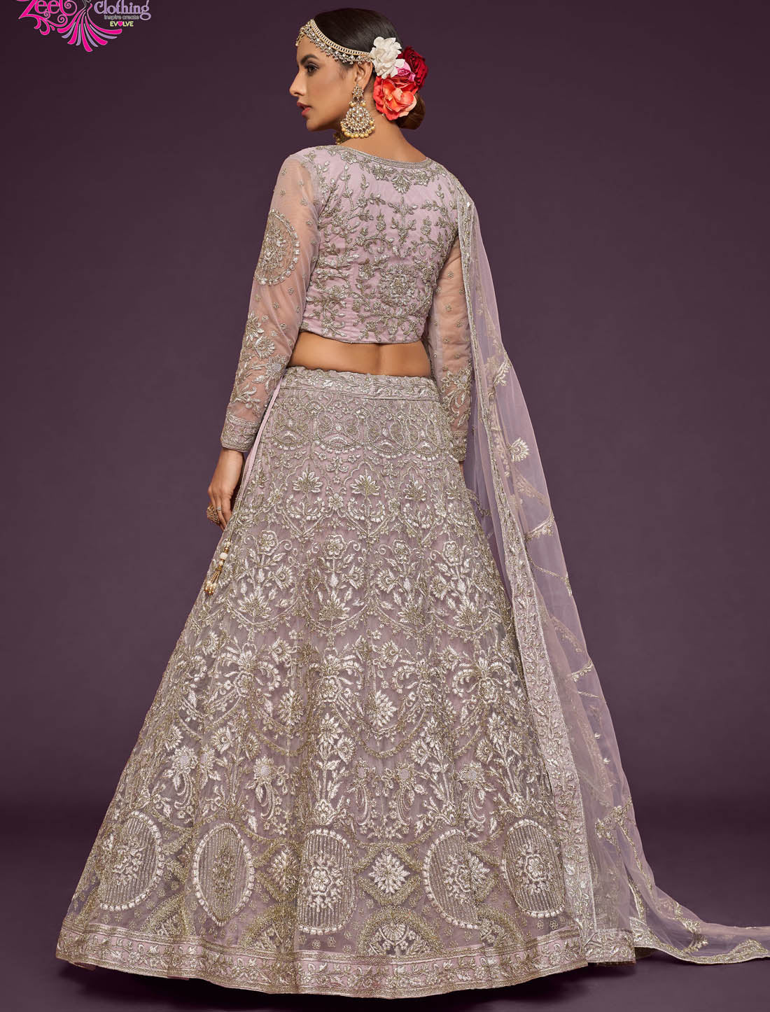 Dusky Orchid Ethnic Wedding Semi Stitched Lehenga Choli For Women With Luxurious Design