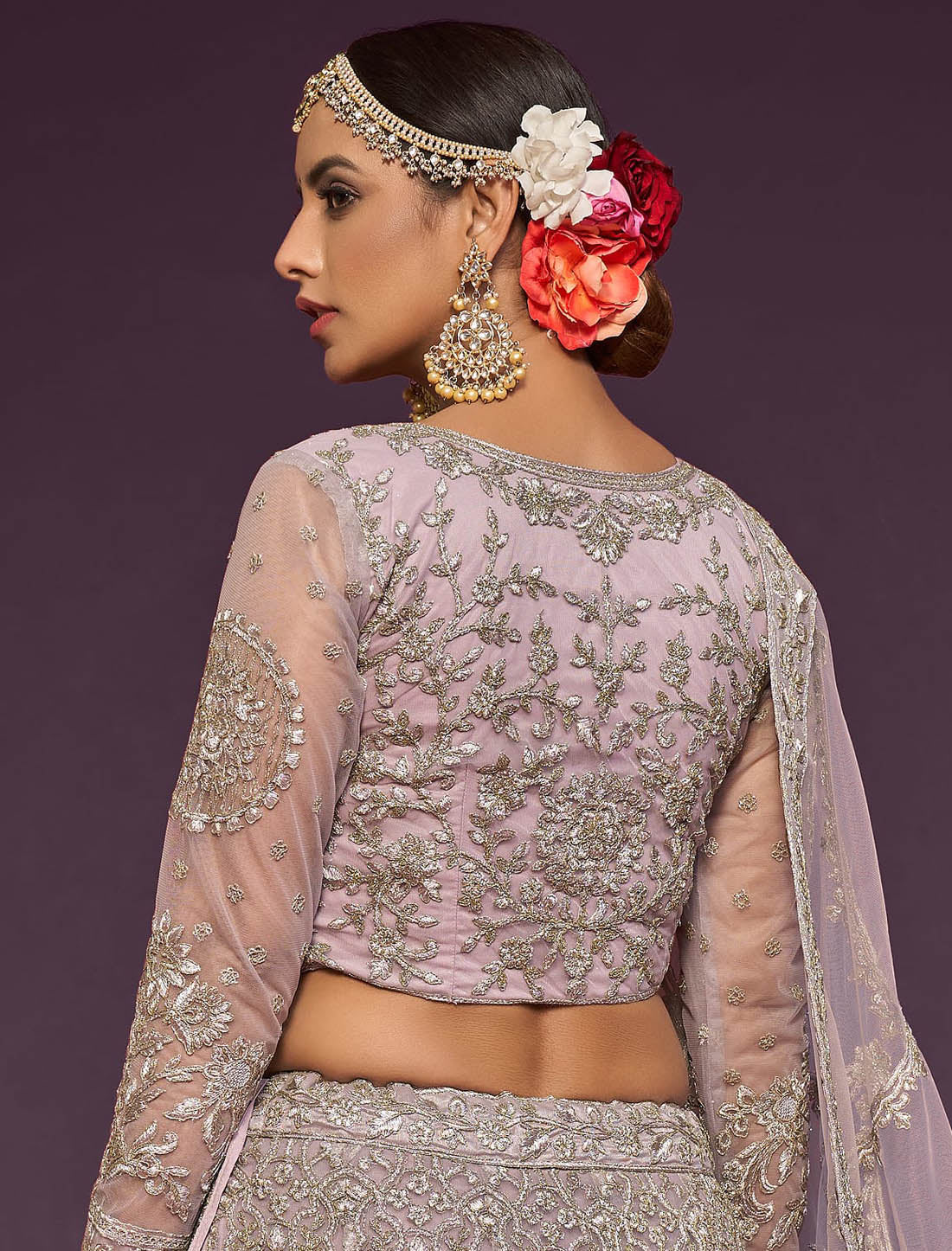 Dusky Orchid Ethnic Wedding Semi Stitched Lehenga Choli For Women With Luxurious Design