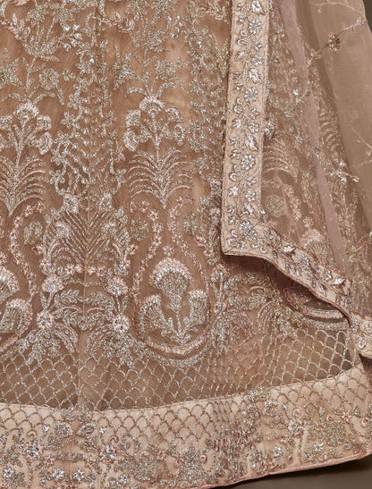 Royal Beige Ethnic Wedding Semi Stitched Lehenga Choli For Women With Captivating Style