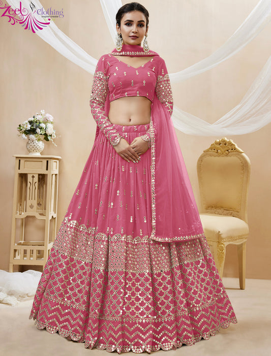 Pink Georgette With Soft Net Dupatta Ethnic Lehenga Choli Colletcion