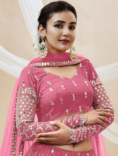 Pink Georgette With Soft Net Dupatta Ethnic Lehenga Choli Colletcion