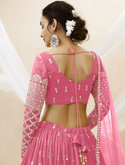 Pink Georgette With Soft Net Dupatta Ethnic Lehenga Choli Colletcion