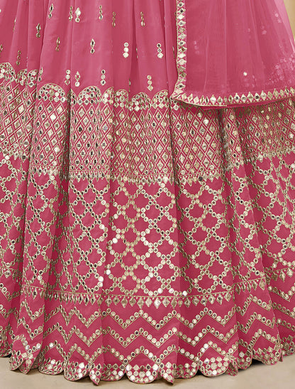 Pink Georgette With Soft Net Dupatta Ethnic Lehenga Choli Colletcion