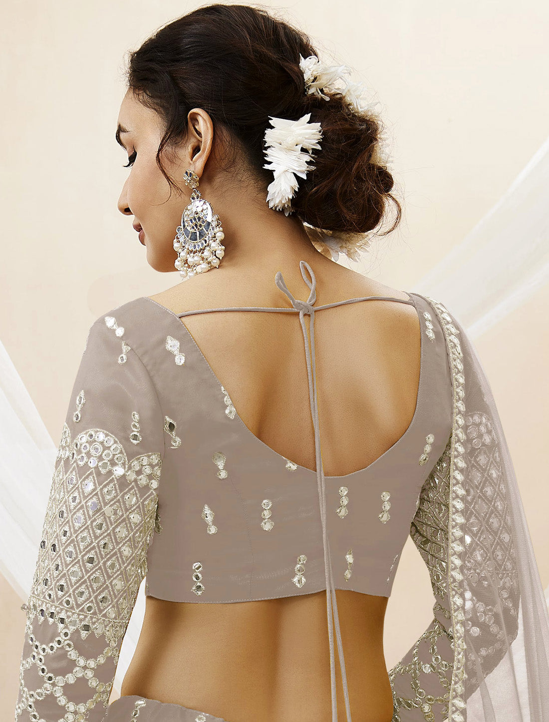 Grey Ethinc Georgette With Soft Net Dupatta Lehenga Choli Colletcion