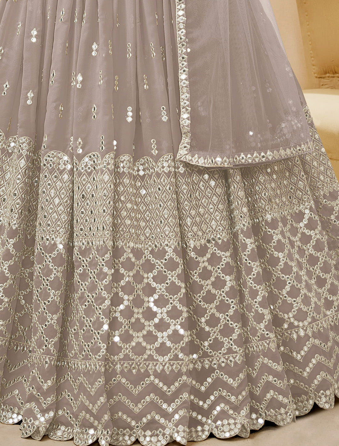 Grey Ethinc Georgette With Soft Net Dupatta Lehenga Choli Colletcion