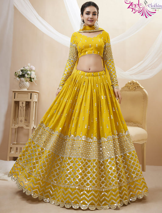 Yellow Georgette With Soft Net Dupatta Ethnic Collection Lehenga Choli