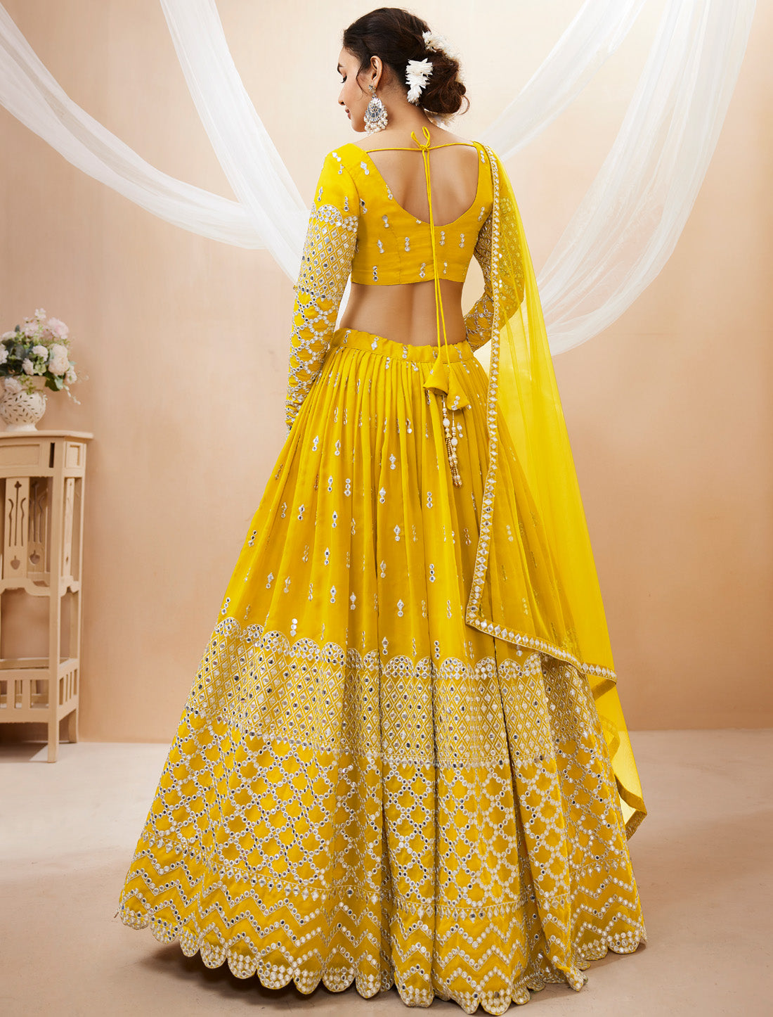 Yellow Georgette With Soft Net Dupatta Ethnic Collection Lehenga Choli