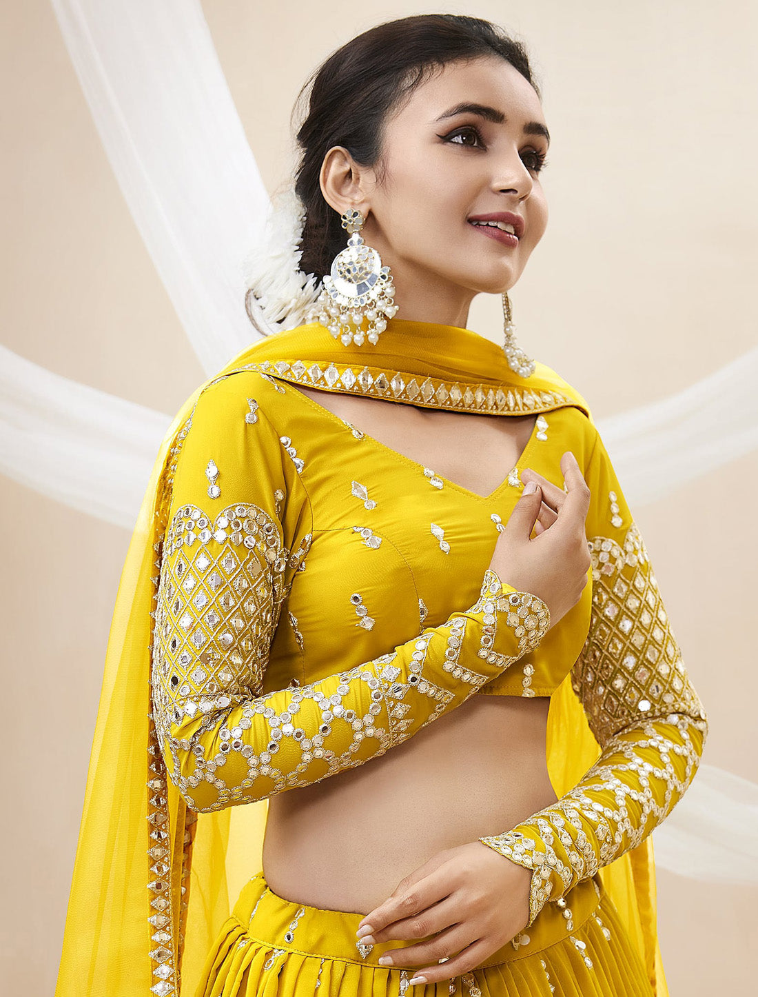 Yellow Georgette With Soft Net Dupatta Ethnic Collection Lehenga Choli