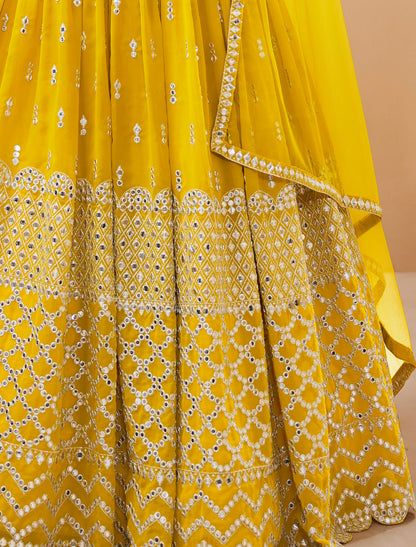 Yellow Georgette With Soft Net Dupatta Ethnic Collection Lehenga Choli
