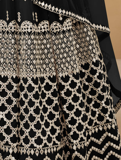 Georgette Black Ethnic Soft Net Dupatta Lehenga Choli Colletcion