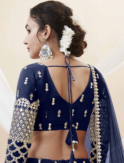 Navy Blue Georgette Ethnic Soft Net Dupatta Lehenga Choli Colletcion