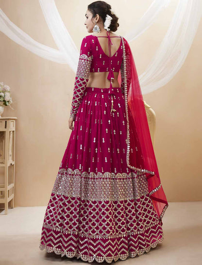 Hot Pink Georgette Soft Net Dupatta Ethnic Collection Lehenga Choli
