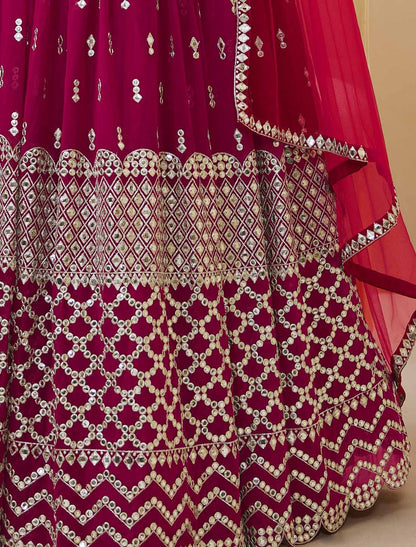 Hot Pink Georgette Soft Net Dupatta Ethnic Collection Lehenga Choli