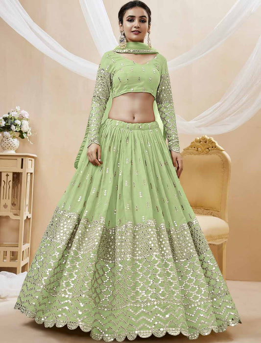 Georgette Pista Soft Net Dupatta Ethnic Lehenga Choli Colletcion