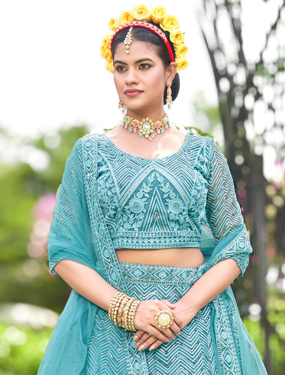 Lehenga Choli for Women | Embroidered Net