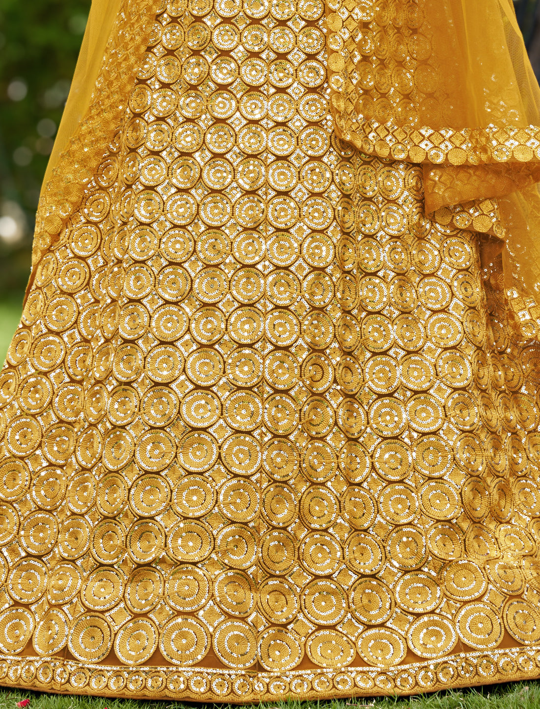 Yellow Net Embroidered Lehenga Choli for Wedding