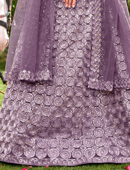 Lavender Wedding Lehenga Choli with Dupatta for Women