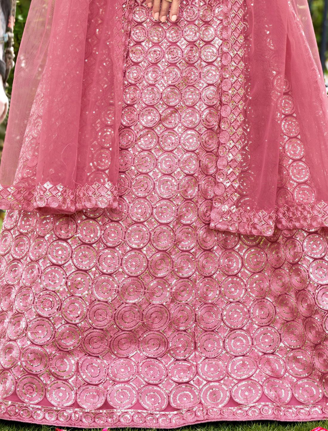Pink Embroidered Net Lehenga Choli Set – Women